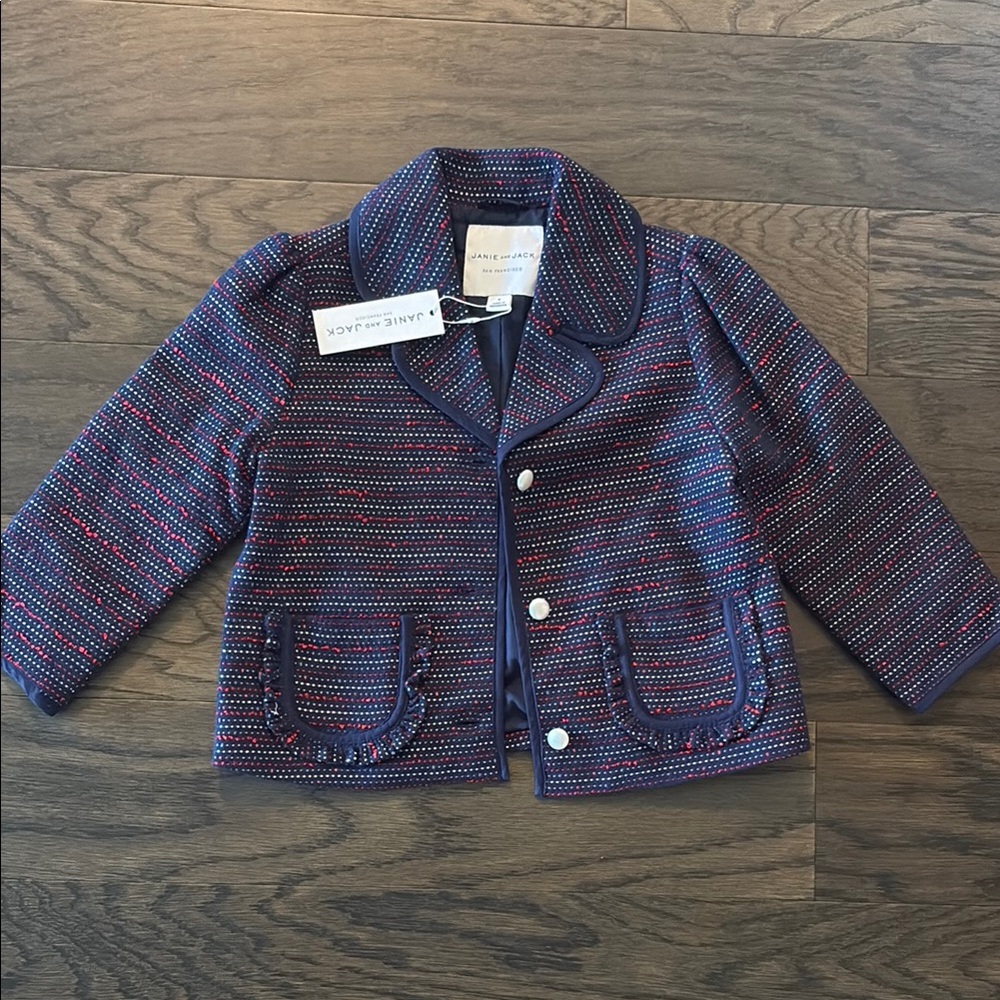 Janie and Jack Blue and Red Quilted Blazer